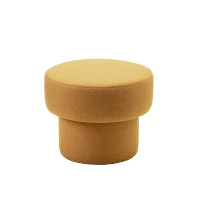Pouf Poppie  en Tapissé en 100% laine unie Marcelo Orange Ø35xØ45xH36 cm MADURA