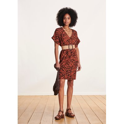 Robe courte imprimé animalier manches courtes LA FEE MARABOUTEE