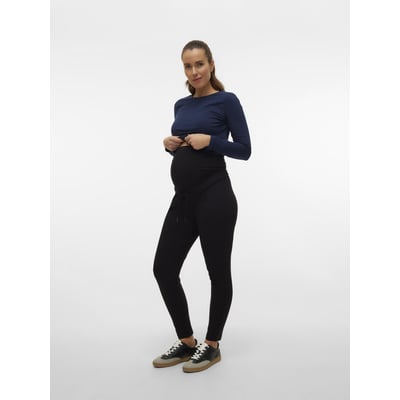 Pantalon Femme élégant à Jambe Large - Taille Haute élastique - Tissu Fluide Noir - Pour Bureau, Soirée, Grossesse - Poches Latérales