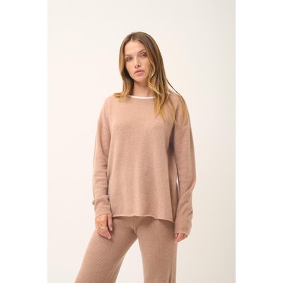 Pull Col Rond Camel Chiné Clola JUST CASHMERE
