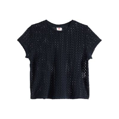 T-shirt noir uni avec une coupe droite et des manches courtes LEVI'S