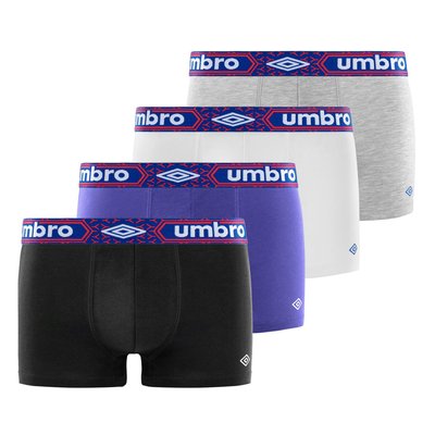 Lot de 4 Boxers Coton Uni ceintures colorées UMBRO