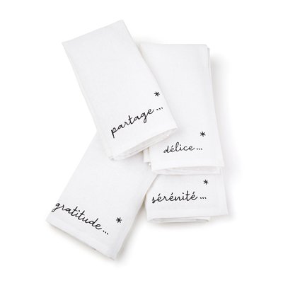 Lot de 4 serviettes lin/coton lavé, Festive LA REDOUTE INTERIEURS