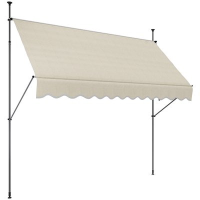 Store banne autoportant manuel inclinable rétractable 3 x 1,2 m aucun perçage sable OUTSUNNY