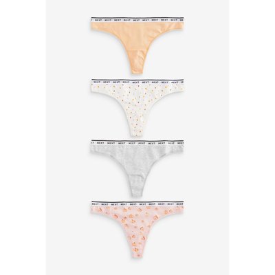 Slips en coton épais logo-string, lot de 4 NEXT