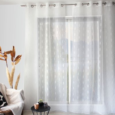 Voilage jacquard à pois ovales à oeillets HOME MAISON