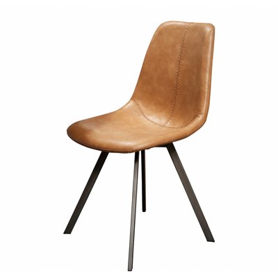 Chaise de repas avec pieds en acier et assise en cuir - SLAM MATHI DESIGN