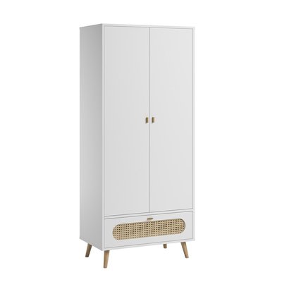 Armoire 2 Portes et 1 Tiroir avec Cannage en Rotin L85 x H195 cm - Canne CALICOSY