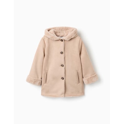 Manteau en suédine à capuche et doublure en peluche douce synthétique ZIPPY