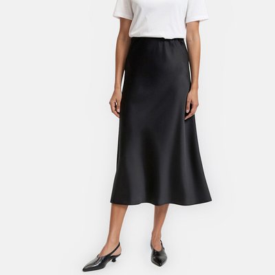 Jupe midi évasée en satin mat à taille élastiquée LA REDOUTE COLLECTIONS