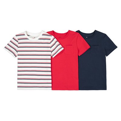 Pack of 3 Cotton T-Shirts with Crew Neck, 3-14 Years LA REDOUTE COLLECTIONS