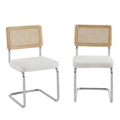 Lot de 2 chaises en velours côtelé pieds chrome- SKANA DRAWER