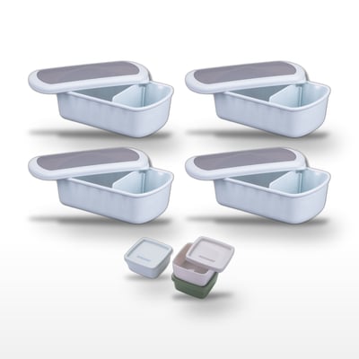 Lot de 4 lunch box 1L avec 3 boîtes à sauce STORAGE FACKELMANN