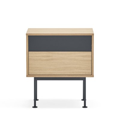 Table de chevet 2 tiroirs en bois et métal - YOKO TEULAT