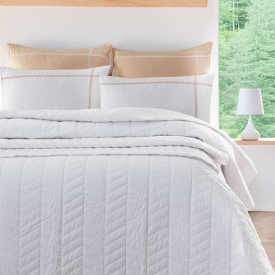 Couvre lit en percale de coton surpiquée CHEVRON SENSEI MAISON