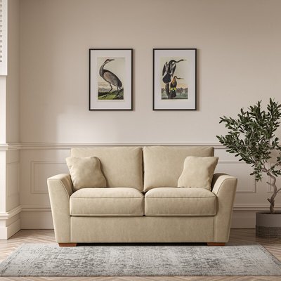 Florence Soft Brushed 2 Seater Sofa with Dark Brown Wood Legs SO'HOME