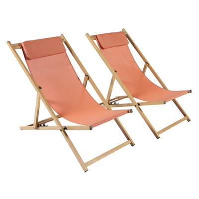 Lot de 2 chiliennes en aluminium inclinables 4 positions, PALAOS OVIALA