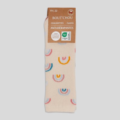 Lot de 2 paires de chaussttes bouclettes antidérapantes contenant du coton BIO BOUT'CHOU