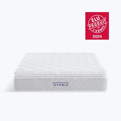 Ensemble matelas ressorts ensachés et sommier tapissier gris BI-BLOC HYPNIA