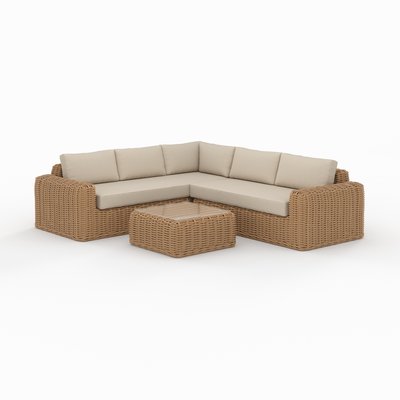 Salon de jardin 4 personnes en résine et tissu - SAVANA RENDEZ-VOUS DÉCO