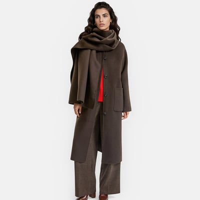 Płaszcz z mieszanki wełny z odpinanym szalikiem LA REDOUTE COLLECTIONS