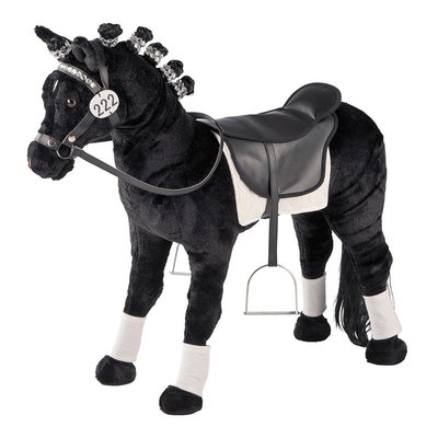 Cheval de dressage en peluche à monter avec selle façon cuir HAPPY PEOPLE