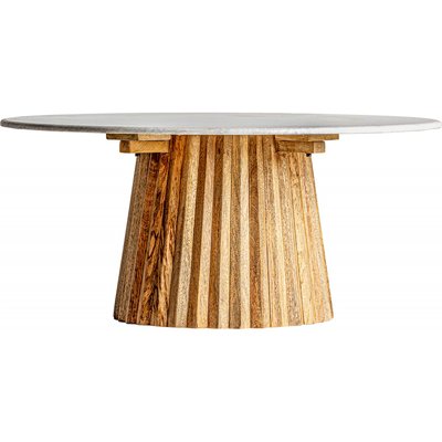 Table basse marbre, bois rond, Plissé Wood RECOLLECTION