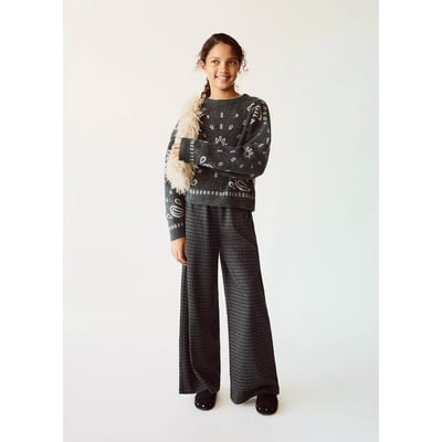 Pantalon wide leg à carreaux MANGO KIDS