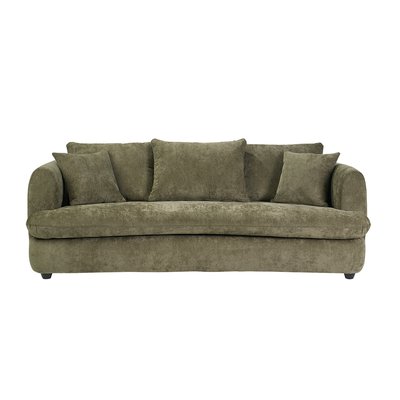 Canapé convertible déhoussable 3-4 places design haricot en tissu effet velours texturé vert kaki SACHA MILIBOO