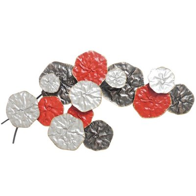 Décoration murale métal bouquet abstrait rouge gris PIER IMPORT