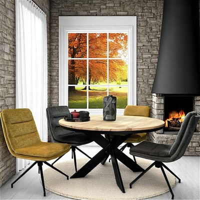 Table repas ronde chêne blanc 140 cm extensible PALERME PIER IMPORT