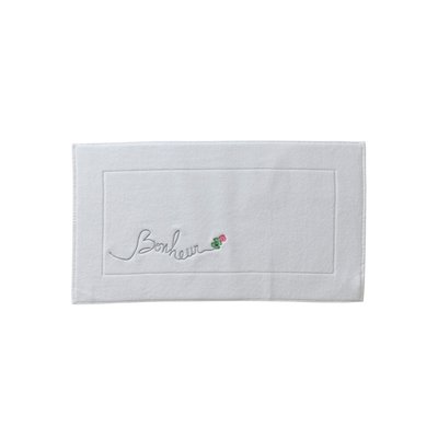 Tapis de bain bouclette de coton ELOGES CARRE BLANC