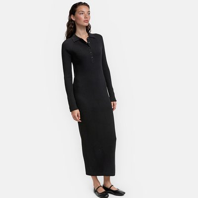 Robe pull longue à col polo et manches longues LA REDOUTE COLLECTIONS