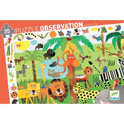 Puzzle d'observation La jungle 35 pièces DJECO