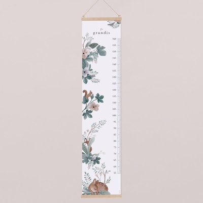 Toise en papier mat  avec son porte-toise en bois 30cm x 140cm COTTON BIRD