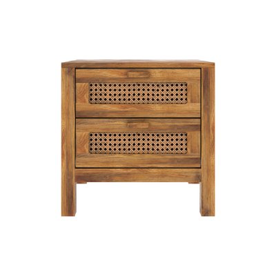 Table de chevet 2 tiroirs en cannage - TIKI RENDEZ-VOUS DÉCO
