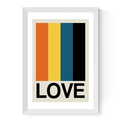 Retro Stripe LOVE Sundaze. by Frances Collette Print EAST END PRINTS