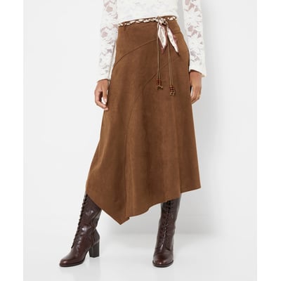 Jupe Mi-Longue en Suédine à Ceinture Tressée JOE BROWNS