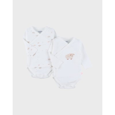 Lot de 2 bodies croisés en coton imprimé mouton NOUKIE'S