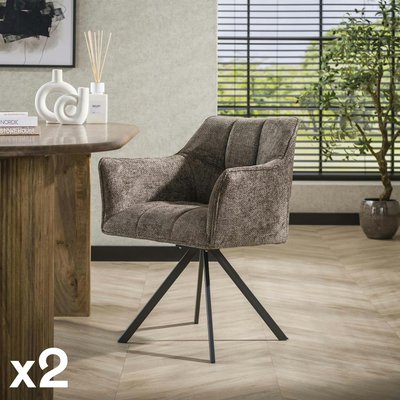 Chaise pivotante de salle à manger en velours texturé taupe (lot de 2) MELBOURNE PIER IMPORT