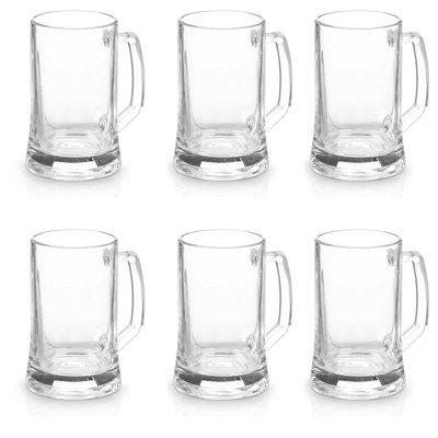 Set de 6 chopes à bière en verre avec poignées 380ml WADIGA