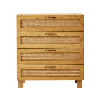 Commode sapin massif fibres naturelles naturel 4 tiroirs - KERLIN HANNUN