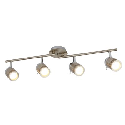 Bathroom Split Lightbar with 4 Spotlights Satin Silver SO'HOME
