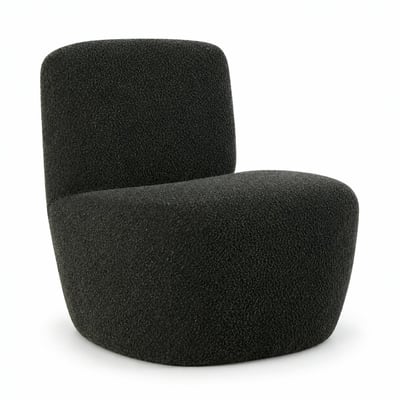 Fauteuil arrondi tissu bouclettes anthracite MALMOE PIER IMPORT