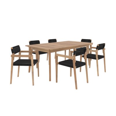 Ensemble table et 6 chaises de jardin en bois de teck - TUNGA RENDEZ-VOUS DÉCO