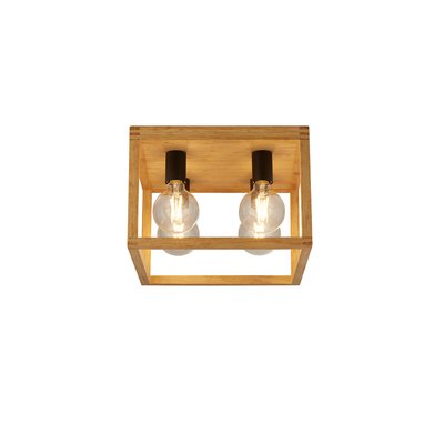 Square Bamboo Wood 4 Light Ceiling Light SO'HOME
