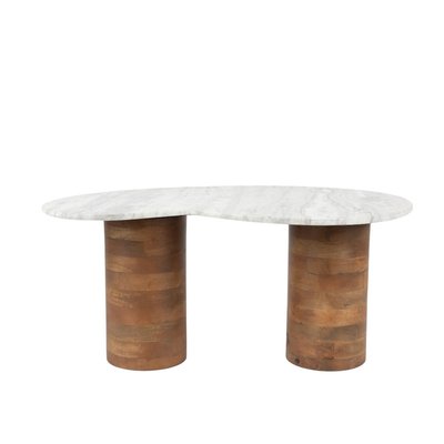 Table basse en bois de manguier et marbre - SAKI MATHI DESIGN