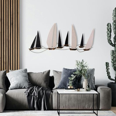 Décoration murale marine en métal – bateaux noirs et blancs PIER IMPORT
