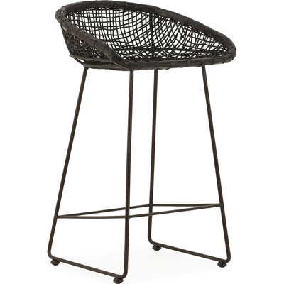 Tabouret haut  design en métal et osier tressé élégant RECOLLECTION