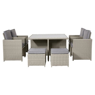 Bermuda 8 Seater Garden Dining Set - Stone Grey SO'HOME